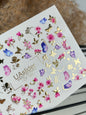 Nail Water Decal CF-100 | Abstract Nail Stickers with Colorful Shapes | Modern Water Slide Decals with Gold Foil