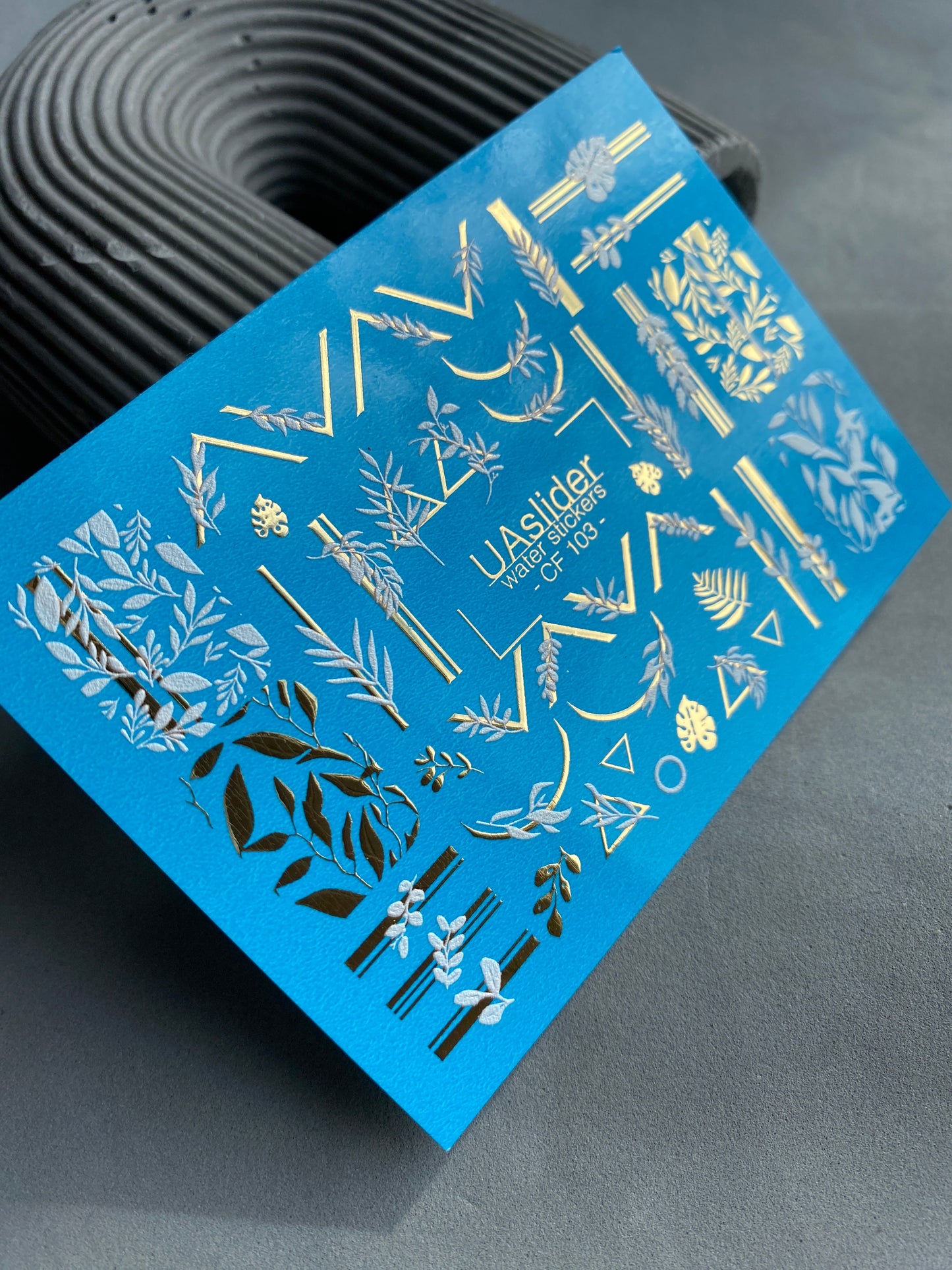 Nail Water Decal CF-103 | Minimalist Gold & Botanical Nail Stickers | Geometric Line Water Slide Decals