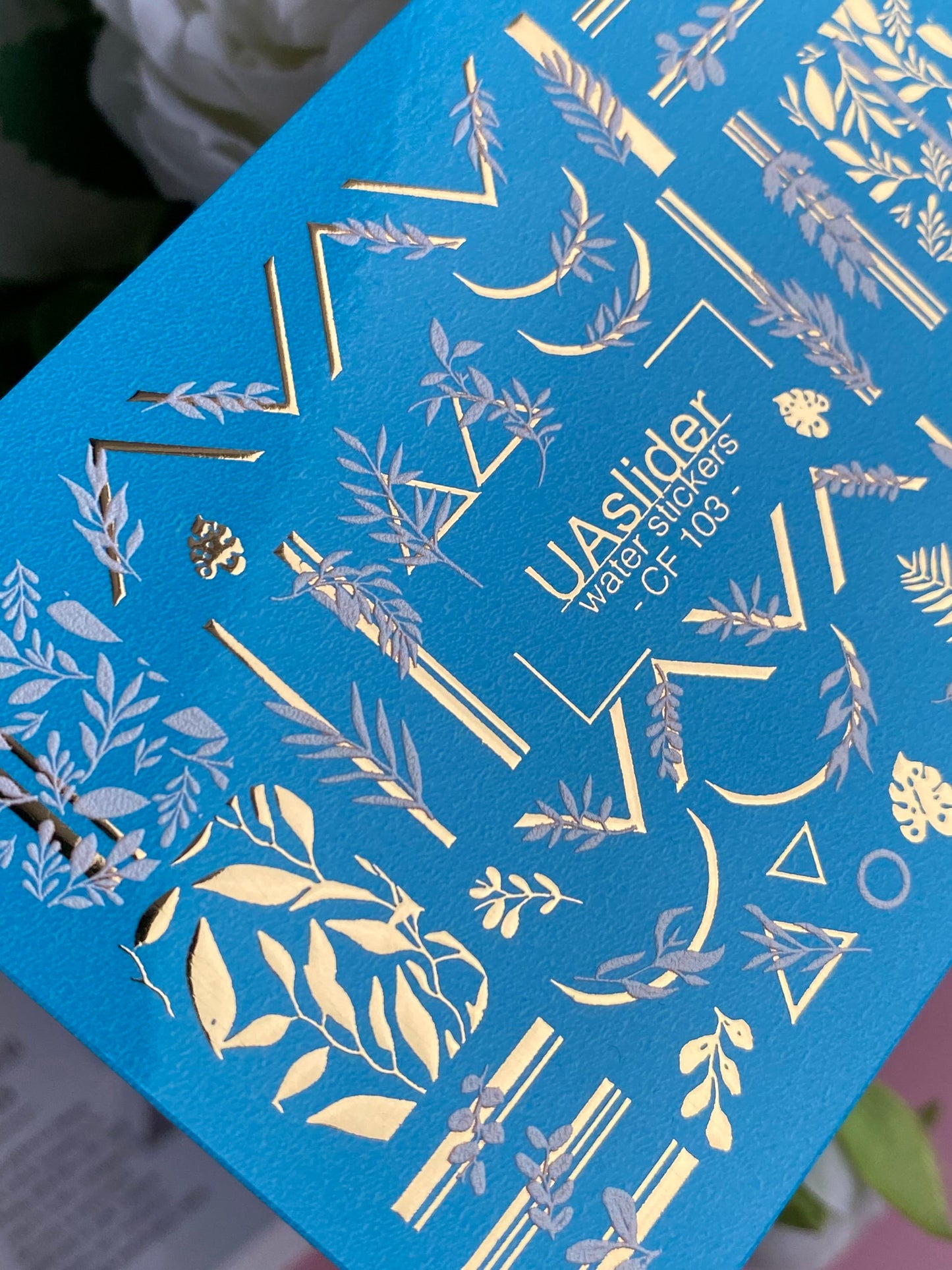 Nail Water Decal CF-103 | Minimalist Gold & Botanical Nail Stickers | Geometric Line Water Slide Decals
