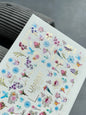 Nagel-Wasserabziehbild CF-143 | Wildblumen Wasser-Schiebefolien Nagelabziehbilder | Bunte Blüten & Goldfolien-Akzente