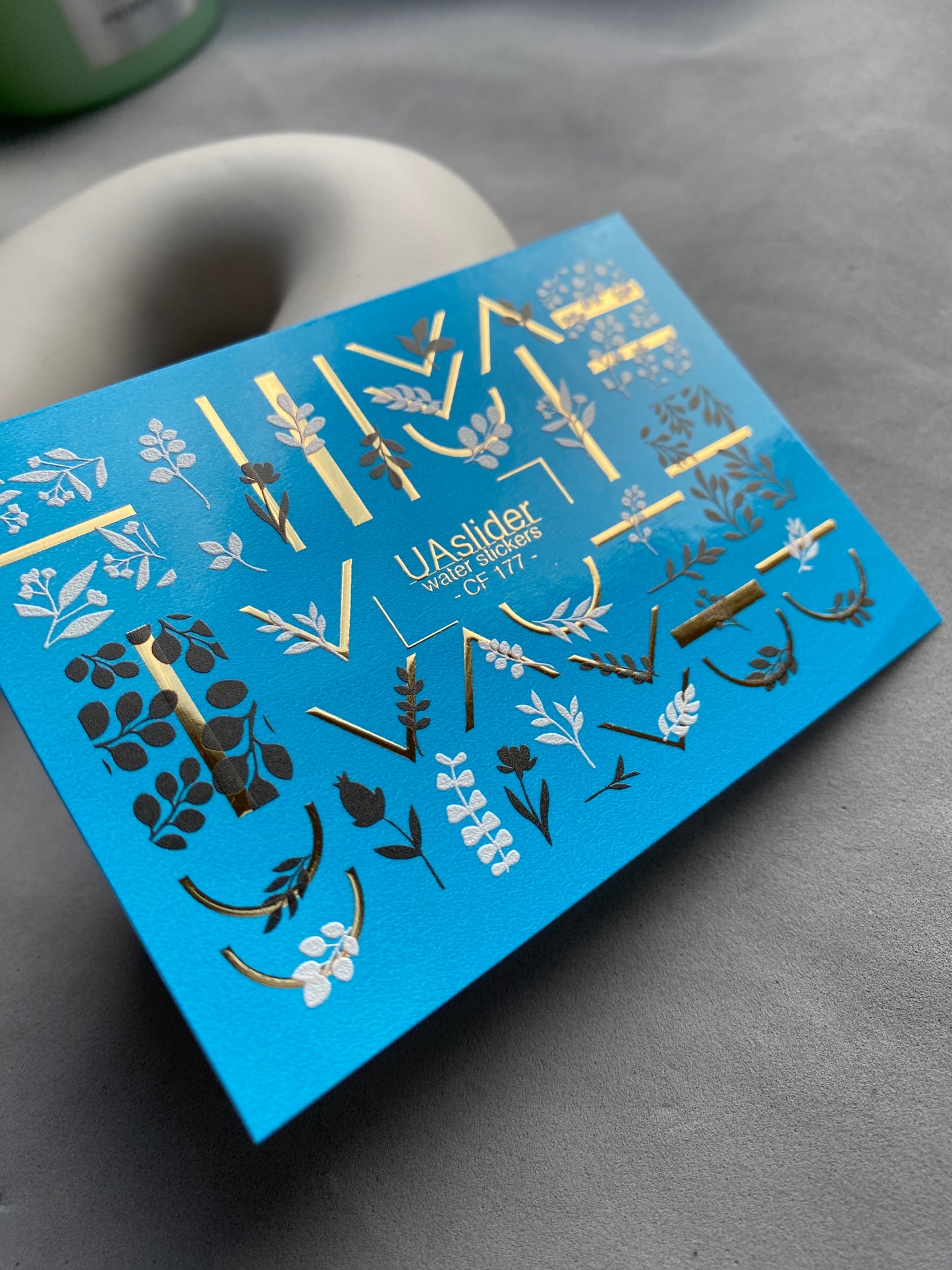 Nail Water Decal CF-177 | Leaf Water Slide Nail Decals, Gold Foil Geometry & Greenery