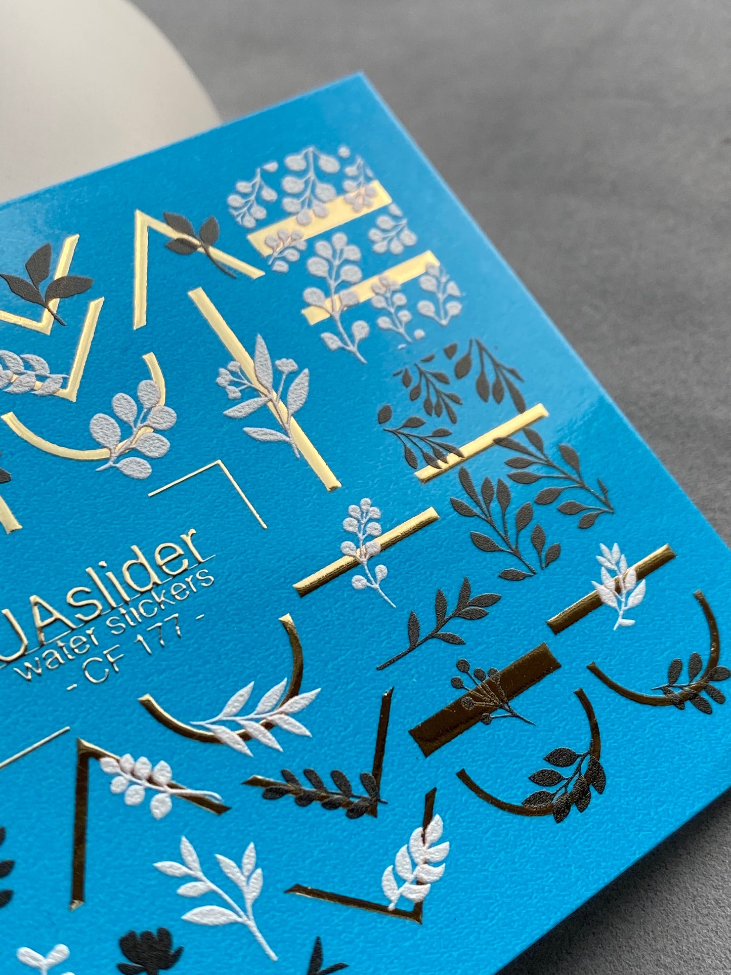 Nail Water Decal CF-177 | Leaf Water Slide Nail Decals, Gold Foil Geometry & Greenery
