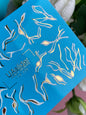 Nagel Wasserabziehbild CF-179 | Abstrakte Linien Nagel Wasserabziehbilder | Welliges Weiß & Gold Minimalistisches Design