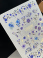 Nagel Wasserabziehbild CF-200 | Nagel Wasserabziehbilder | Blaue & Violette Blumenmuster