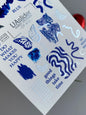 Nagel Wasserabziehbild CF-412 | Blaue abstrakte & Schmetterling Wasserfolien Nagelaufkleber | Motivationszitate Nagelkunst