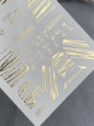 Nagel Wasserabziehbild Fg-033 | Abstrakte Gesichts-Linien Nagel Wasserabziehbilder mit Goldfolie | Künstlerische Nagelkunst Aufkleber