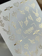 Nagel Wasserabziehbild Fg-040 | Geometrisches Herz Wasser-Schiebefolie Nagelabziehbilder | Gold Minimalistisches Nageldesign