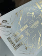 Nagel Water Decal Fg-049 | Water Slide Nagel Decals Geometrisch Goud | Rechthoek Kant en Abstract Scheur Ontwerp