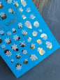 Nail Water Decal CF-037 | Snowflake Water Slide Nail Decals | White Winter Snowflakes with Gold Foil