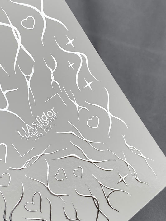 Nagel Water Decal Fs-177 | Water Slide Nagel Decals Abstract | Minimalistische Lichaamslijnkunst
