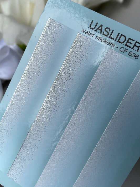 Nagel Wasserabziehbild CF-636 | Farbverlauf Wasserfolien Nagelabziehbilder | Weißes Perlen Ombre mit Silberglitzer