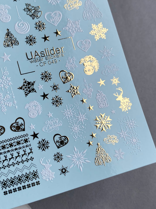 Nail Water Decal CF-049 | Christmas Nail Water Decals | Snowflakes, Reindeer & Festive Ornaments