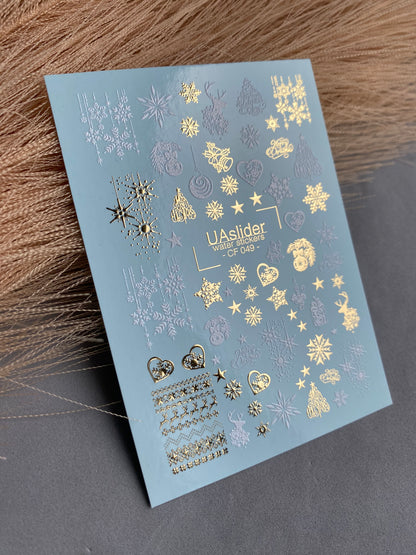 Nail Water Decal CF-049 | Christmas Nail Water Decals | Snowflakes, Reindeer & Festive Ornaments