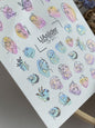 Nagel Wasserabziehbild CF-511 | Wasserfolien Nagelabziehbilder mit abstrakten Gesichtern | Moderne Linienkunst Nageltattoos
