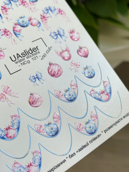 Calcomanía de agua para uñas NCg-121 | Calcomanías deslizantes para uñas con adornos navideños | Arte de uñas festivo para las fiestas