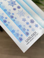 Nagel Wasserabziehbild CF-657 | Wasserfolien Nagelabziehbilder mit blauen Schneeflocken | Winter Farbverlauf Streifen