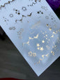 Nagel-Wasserabziehbild Fg-293 | Wasserabzieh-Nagelaufkleber mit goldenen Sternen | Elegantes sternenübersätes Design