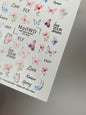 Adesivo de Água para Unhas 234 Nail WD | Adesivos para Unhas com Deslizamento de Água Borboletas Coloridas e Flores de Primavera | Adesivos de Água para Unhas com Citações Inspiradoras