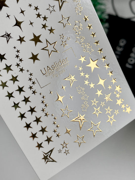 Nagel Wasserabziehbild Fg-299 | Wasserfolien Nagelabziehbilder | Goldfolie Stern Design