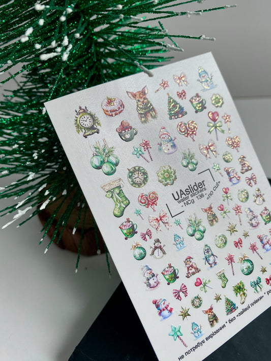 Nagel Wasserabziehbild NCg-138 | Weihnachts Wasserfolien Nagelabziehbilder | Festliche Feiertagsmotive