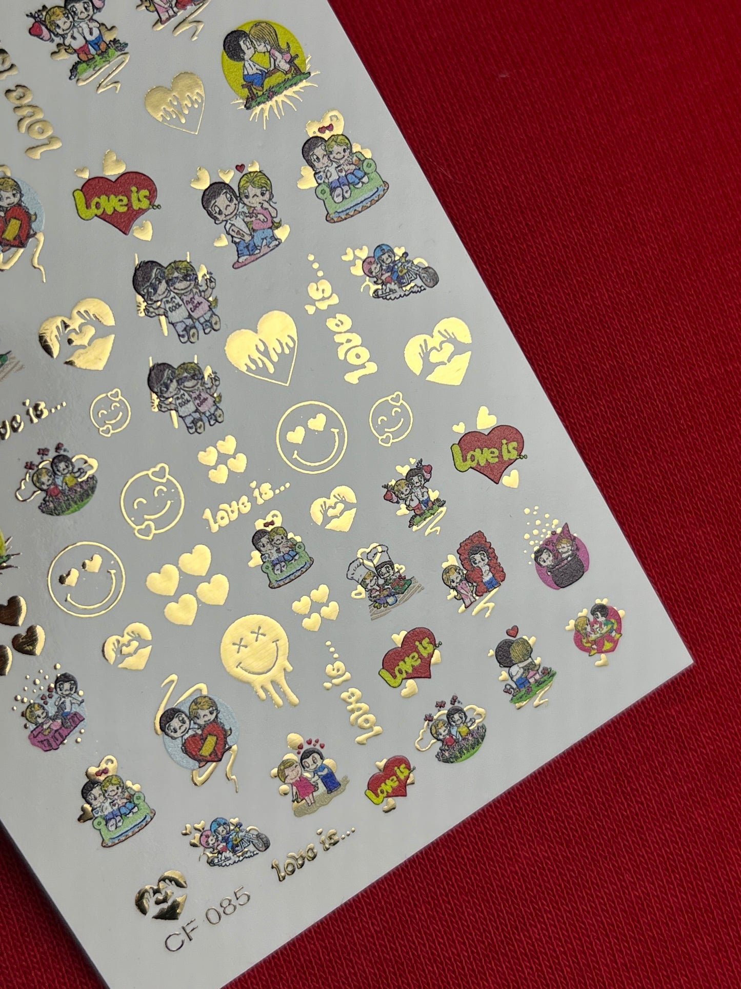 Nail Water Decal CF-085 | Love Is… Themed Water Slide Nail Decals | Cute Couples & Hearts