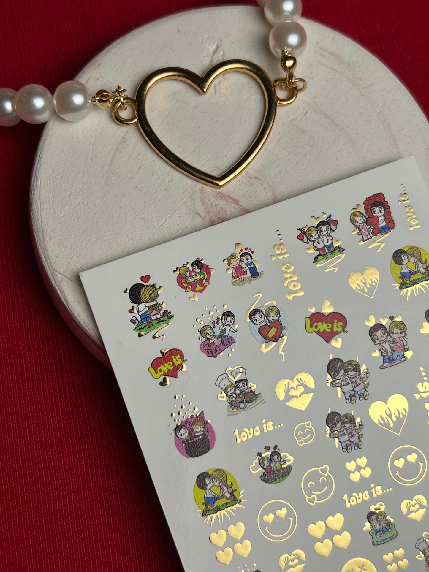 Nail Water Decal CF-085 | Love Is… Themed Water Slide Nail Decals | Cute Couples & Hearts