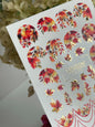 Nagel-Wasserabziehbild CF-715 | Wasserfolien-Nagelabziehbilder | Herbstblätter mit roten und goldenen Akzenten