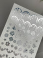 Nagel Wasserabziehbild Fs-298 | Wasserfolien Nagelabziehbilder | Silberne Schneeflocken und Eiszapfen Winterdesign
