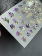 Nagel-Wasserabziehbild CF-176 | Lila Wildblumen Nagel-Wasserabziehbilder | Elegante Sträuße mit goldenen Akzenten  UA Titel