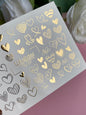 Calcomanía de agua para uñas Fg-057 | Calcomanías para uñas deslizantes de agua corazones dorados | Tatuajes románticos para uñas diseño de amor