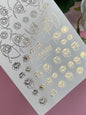 Nagel-Wasserabziehbild Fg-011 | Florale Wasser-Schiebefolien-Nagelabziehbilder mit Goldfolie | Rosen & Pfingstrosen
