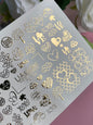 Nagel Water Decal Fg-126 | Water Slide Nagel Decals met Gouden Hartjes & Liefdessymbolen | Romantisch Ontwerp