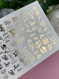Nagel Water Decal Fg-129 | Water Slide Nagelstickers met Gouden Liefdesletters | Romantische Nagelkunst
