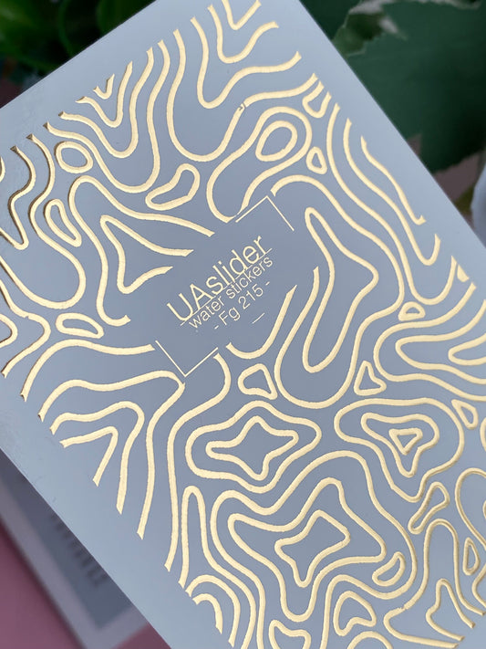 Nagel Water Decal Fg-215 | Water Slide Nagel Decals | Goudfolie Abstracte Golven