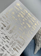 Küünte veekleebis Fg-016 | Elegantne veeslibi küünte kleebis kuldse fooliumiga | Keerised ja kalligraafia ornamendid