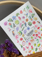 Adesivo de Água para Unhas CF-587 | Adesivos de Água para Unhas Tropicais com Flores e Frutas Exóticas | Adesivos para Unhas de Flamingo, Tucano e Beija-flor
