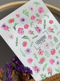 Nagel Wasserabziehbild CF-588 | Wasserabziehbilder für Nägel mit bunten Wildblumen und Blättern | Romantische florale Nagelsticker