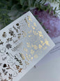 Nagel Water Decal Fg-146 | Water Slide Nagel Decals met Gouden Liefdesletters en Bloemrijke Takken | Romantische Nagelkunst