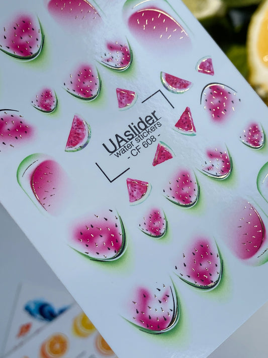 Nagel Wasserabziehbild CF-608| Wassermelonen Wasserfolien Nagelabziehbilder | Sommerfrucht Nagelkunst
