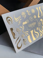 Nagel Wasserabziehbild Fg-140 | Wasserfolien Nagelabziehbilder mit goldenen Wellen und Blumen | Elegante Nageltattoos