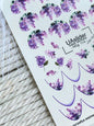 Adesivo de Água para Unhas NCg-114 | Adesivos Deslizantes para Unhas com Flores Lilás | Arte Floral Roxa para Unhas