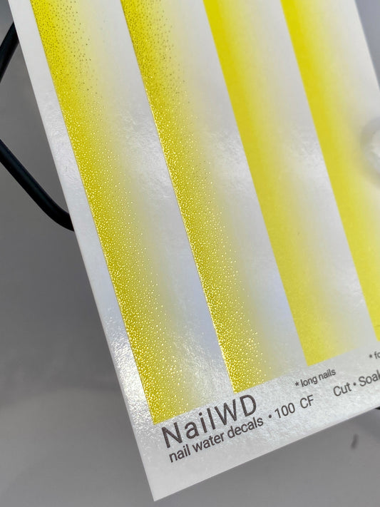 Décalcomanie d'eau pour ongles 100 NailWD | Décalcomanies à glissière d'eau pour ongles dégradé jaune blanc ombré | Design d'ongles longs français en dégradé fade