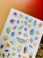 Décalcomanie d'ongles 105 NailWD | Décalcomanies d'ongles à glissière d'eau Feuilles d'automne colorées | Motifs géométriques d'art des ongles d'automne