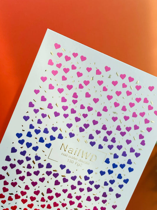 Nagel Water Decal 130 NailWD | Water Slide Nagel Decals Verloop Hartjes | Romantisch Ombre Ontwerp