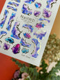 Nagel Wasserabziehbild 174 Nagel WD | Wasserfolien Nagelabziehbilder Abstrakte Marmor Tinte | Nagel Wasserabziehbilder Lila und Blau Künstlerisches Design