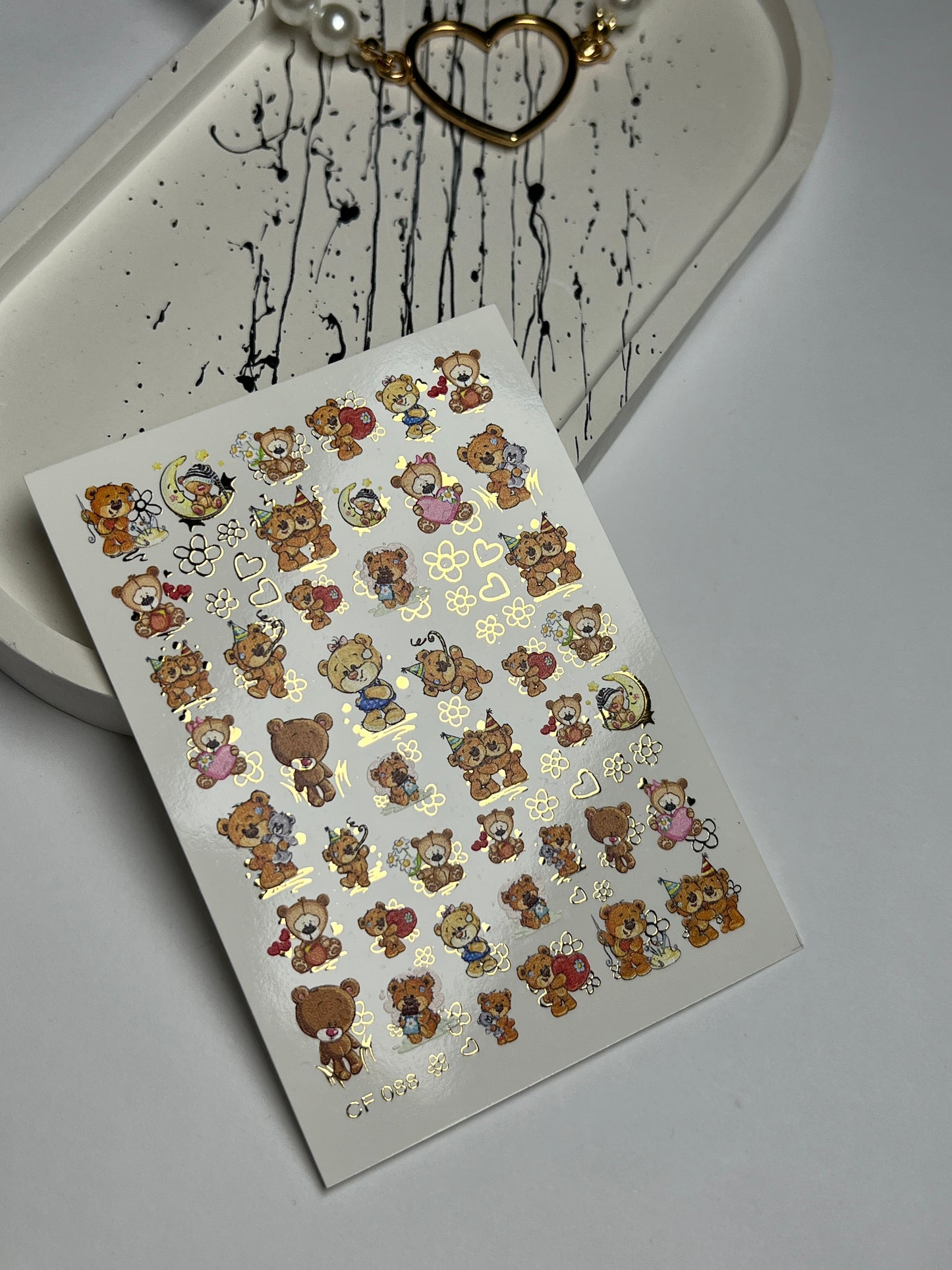 Nail Water Decal CF-088 | Cute Teddy Bear Water Slide Nail Decals | Birthday, Love & Sleepy Bears